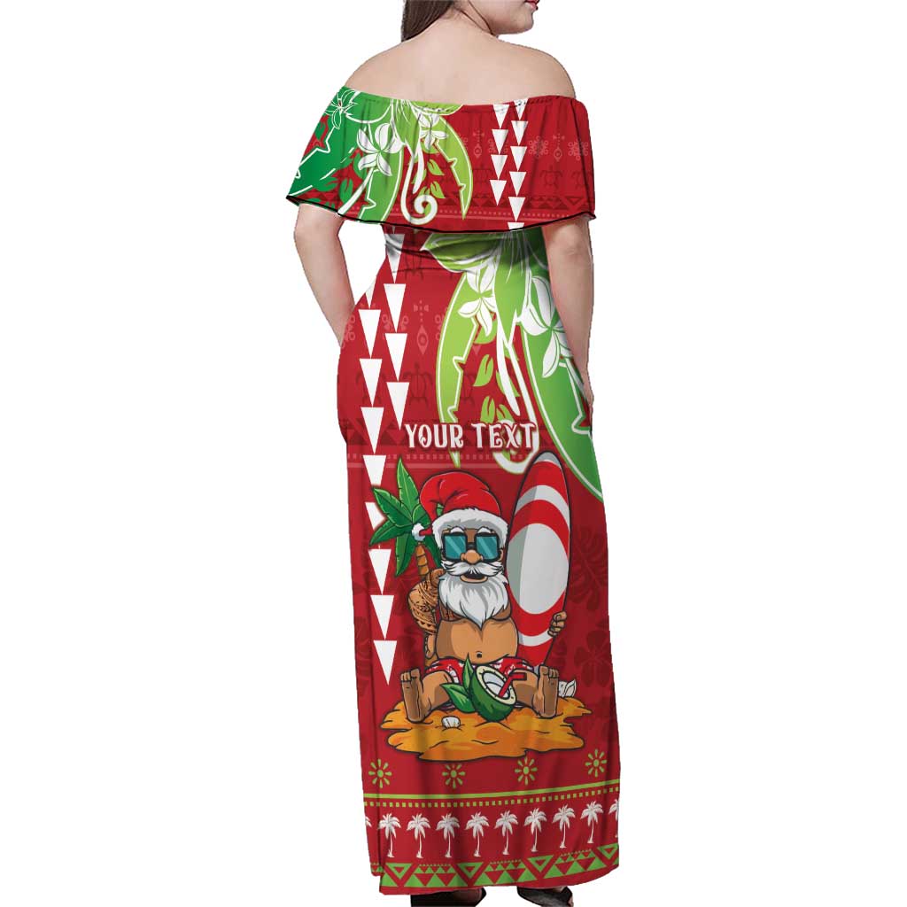 Personalised Hawaii Christmas Family Matching Off Shoulder Maxi Dress and Hawaiian Shirt Funny Santa Claus Surf Mele Kalikimaka LT05 - Polynesian Pride