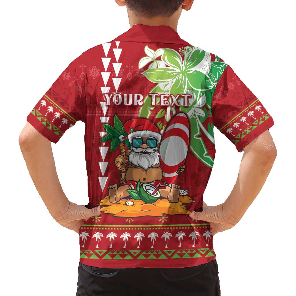 Personalised Hawaii Christmas Family Matching Off Shoulder Short Dress and Hawaiian Shirt Funny Santa Claus Surf Mele Kalikimaka LT05 - Polynesian Pride