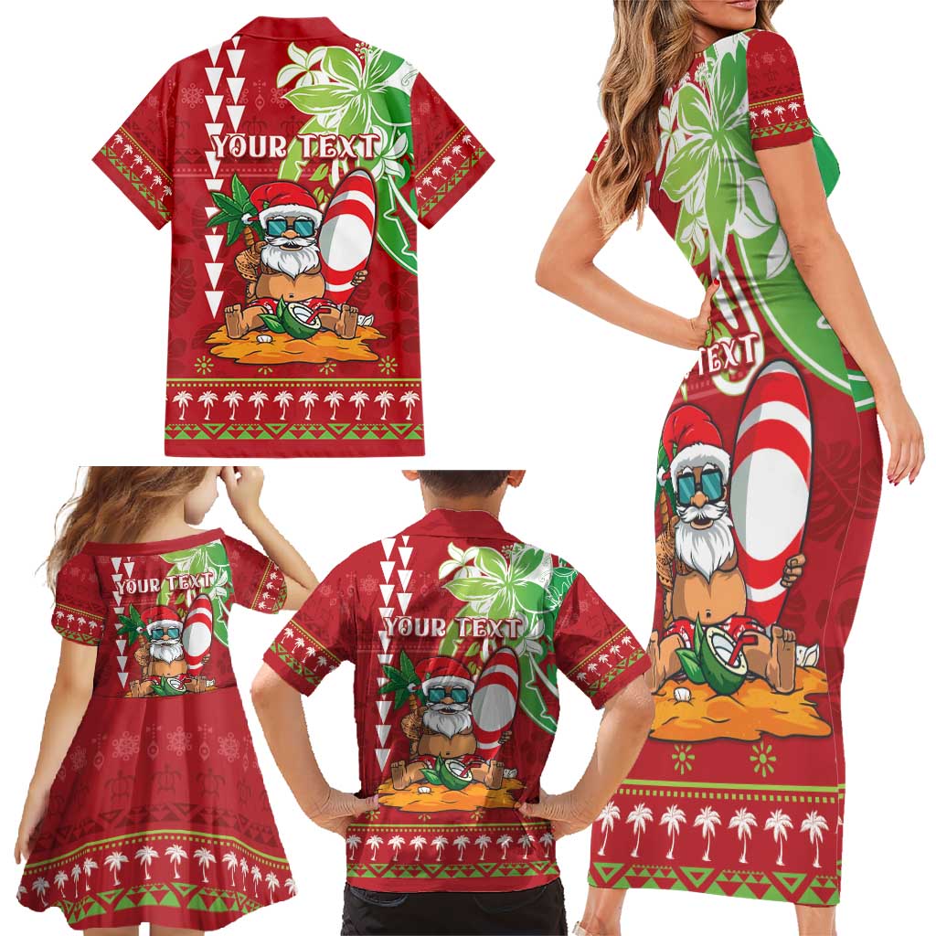 Personalised Hawaii Christmas Family Matching Short Sleeve Bodycon Dress and Hawaiian Shirt Funny Santa Claus Surf Mele Kalikimaka LT05 - Polynesian Pride