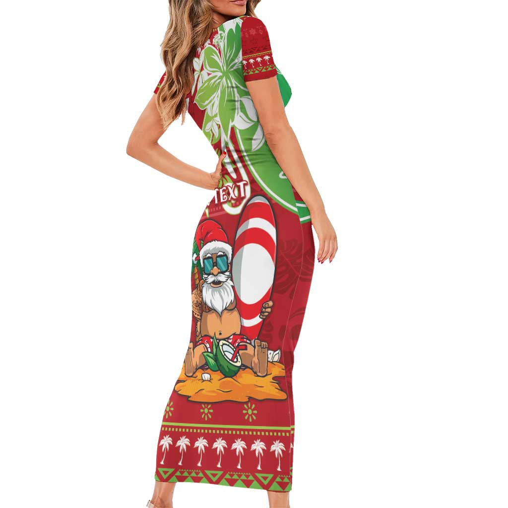 Personalised Hawaii Christmas Family Matching Short Sleeve Bodycon Dress and Hawaiian Shirt Funny Santa Claus Surf Mele Kalikimaka LT05 - Polynesian Pride