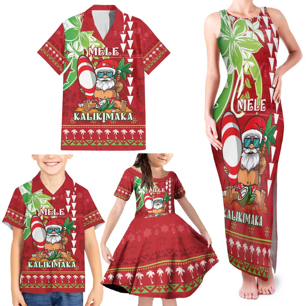 Personalised Hawaii Christmas Family Matching Tank Maxi Dress and Hawaiian Shirt Funny Santa Claus Surf Mele Kalikimaka LT05 - Polynesian Pride