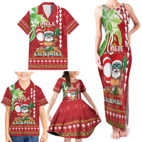 Personalised Hawaii Christmas Family Matching Tank Maxi Dress and Hawaiian Shirt Funny Santa Claus Surf Mele Kalikimaka LT05 - Polynesian Pride