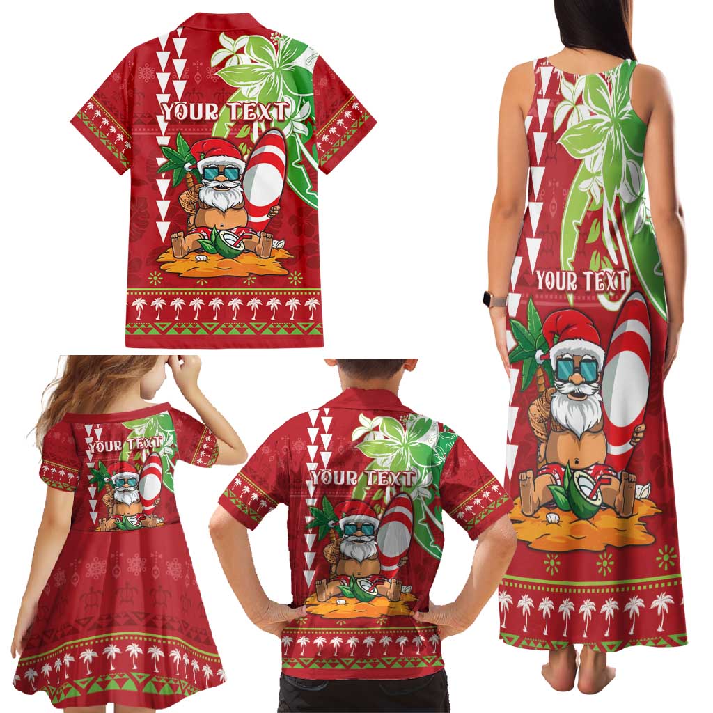 Personalised Hawaii Christmas Family Matching Tank Maxi Dress and Hawaiian Shirt Funny Santa Claus Surf Mele Kalikimaka LT05 - Polynesian Pride
