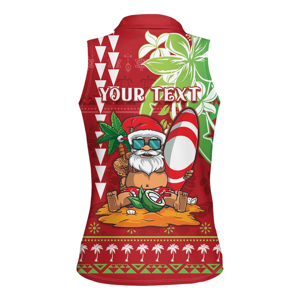 Personalised Hawaii Christmas Women Sleeveless Polo Shirt Funny Santa Claus Surf Mele Kalikimaka LT05 - Polynesian Pride