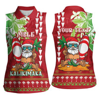 Personalised Hawaii Christmas Women Sleeveless Polo Shirt Funny Santa Claus Surf Mele Kalikimaka LT05 - Polynesian Pride