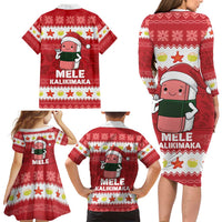 Hawaii Funny Christmas Family Matching Long Sleeve Bodycon Dress and Hawaiian Shirt Spam Musubi Santa LT05 - Polynesian Pride