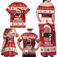 Hawaii Funny Christmas Family Matching Off Shoulder Maxi Dress and Hawaiian Shirt Spam Musubi Santa LT05 - Polynesian Pride