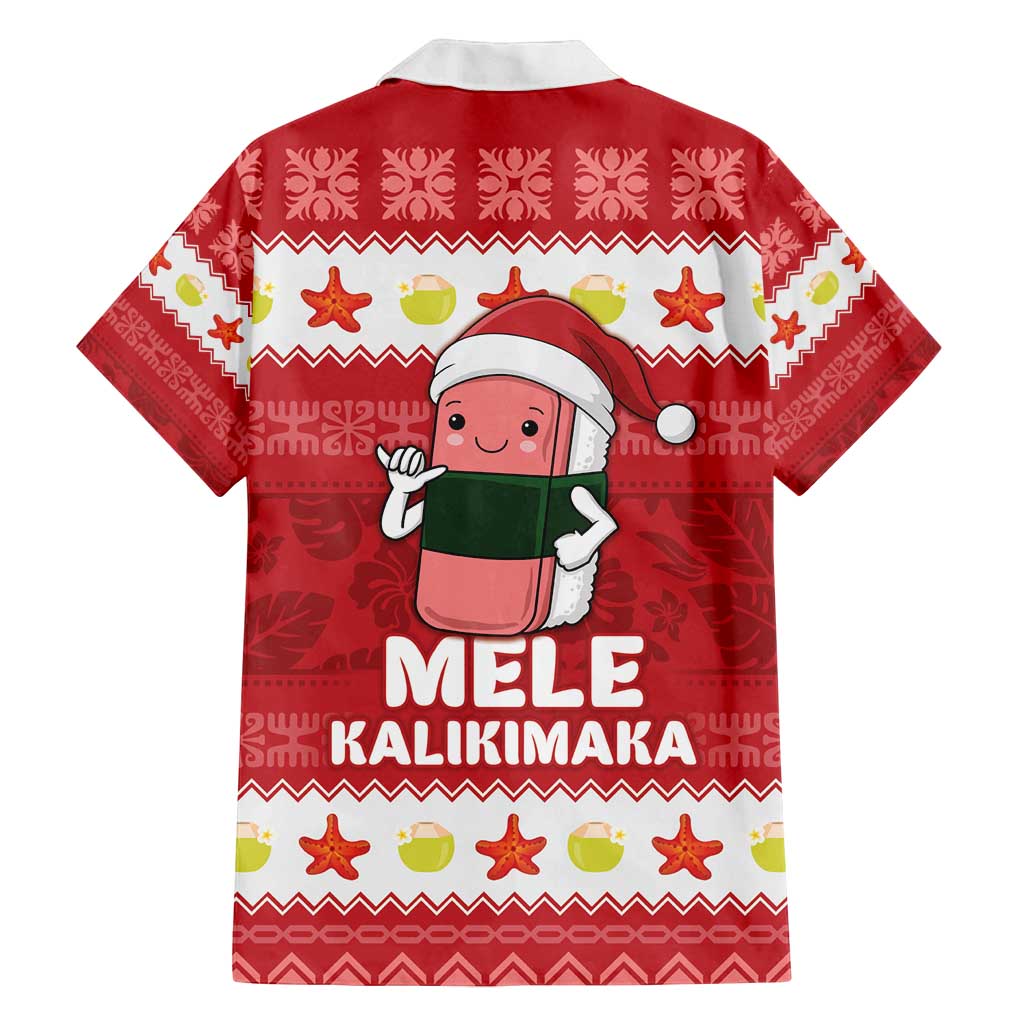 Hawaii Funny Christmas Family Matching Off Shoulder Short Dress and Hawaiian Shirt Spam Musubi Santa LT05 - Polynesian Pride
