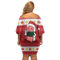 Hawaii Funny Christmas Family Matching Off Shoulder Short Dress and Hawaiian Shirt Spam Musubi Santa LT05 - Polynesian Pride