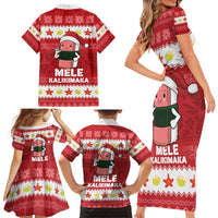 Hawaii Funny Christmas Family Matching Short Sleeve Bodycon Dress and Hawaiian Shirt Spam Musubi Santa LT05 - Polynesian Pride