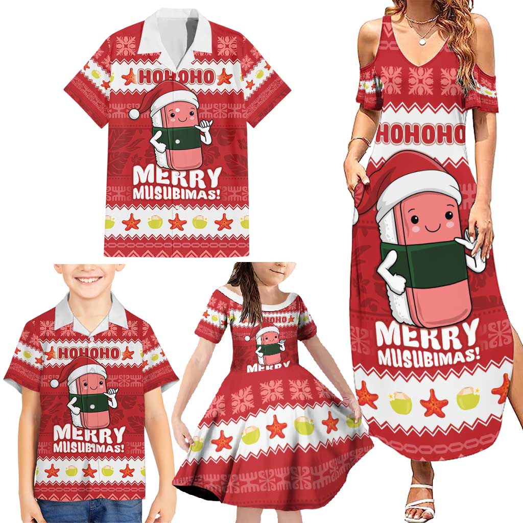 Hawaii Funny Christmas Family Matching Summer Maxi Dress and Hawaiian Shirt Spam Musubi Santa LT05 - Polynesian Pride