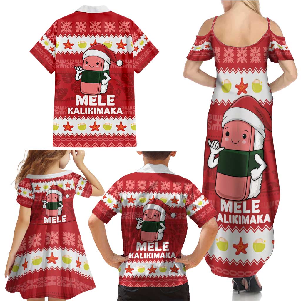 Hawaii Funny Christmas Family Matching Summer Maxi Dress and Hawaiian Shirt Spam Musubi Santa LT05 - Polynesian Pride