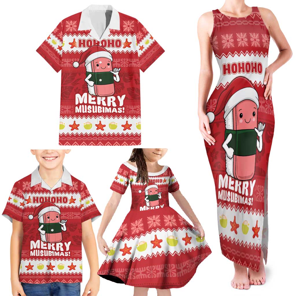 Hawaii Funny Christmas Family Matching Tank Maxi Dress and Hawaiian Shirt Spam Musubi Santa LT05 - Polynesian Pride