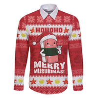 Hawaii Funny Christmas Family Matching Tank Maxi Dress and Hawaiian Shirt Spam Musubi Santa LT05 Dad's Shirt - Long Sleeve Red - Polynesian Pride