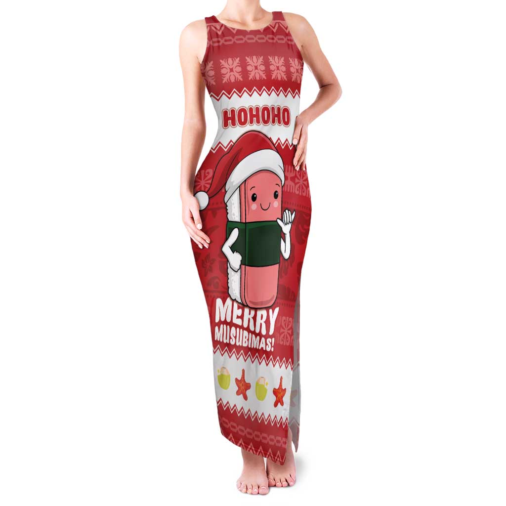 Hawaii Funny Christmas Family Matching Tank Maxi Dress and Hawaiian Shirt Spam Musubi Santa LT05 Mom's Dress Red - Polynesian Pride