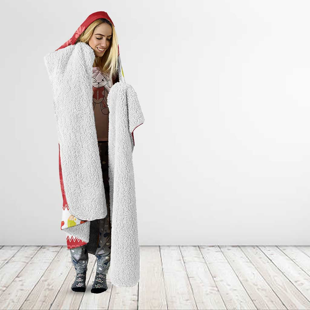Hawaii Funny Christmas Hooded Blanket Spam Musubi Santa