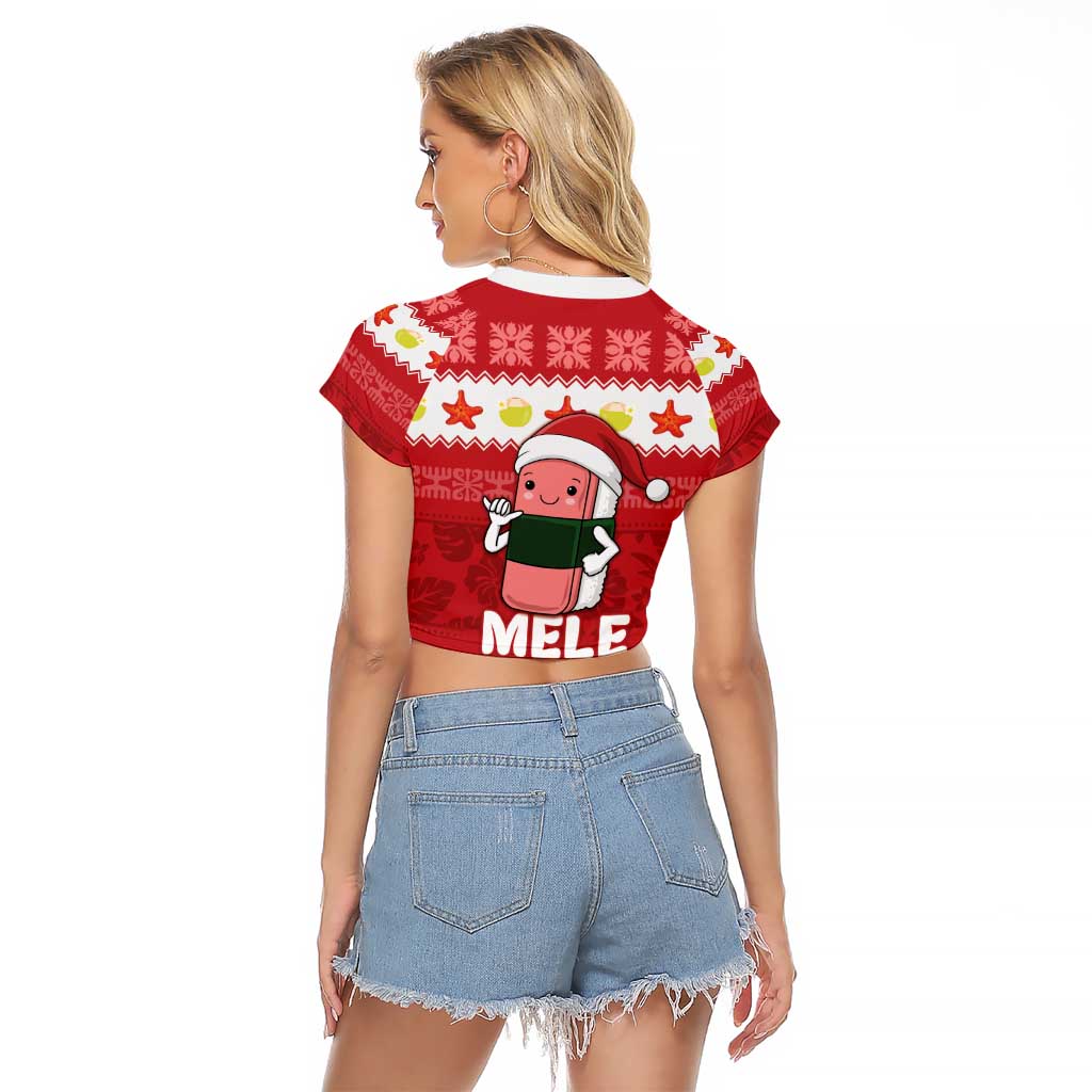 Hawaii Funny Christmas Raglan Cropped T Shirt Spam Musubi Santa