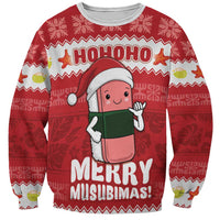 Hawaii Funny Christmas Sweatshirt Spam Musubi Santa