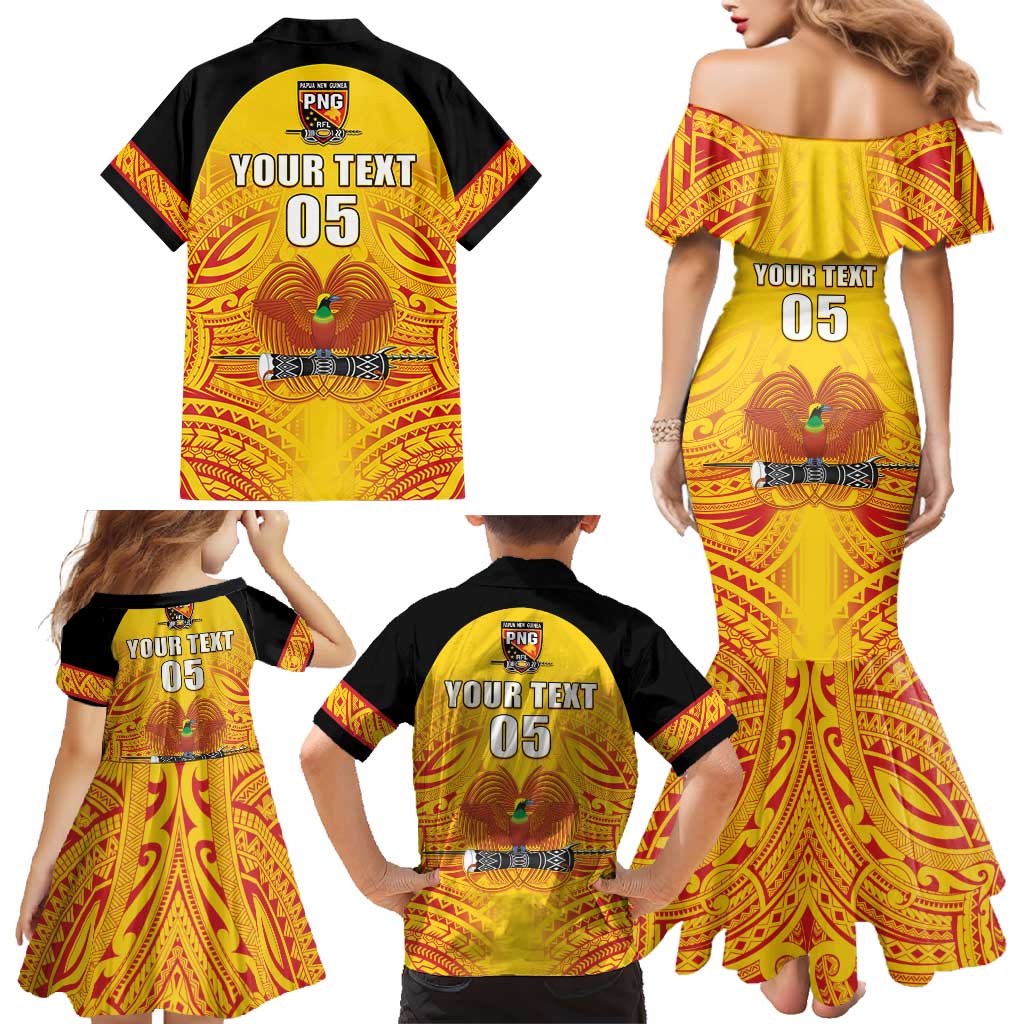 Papua New Guinea Rugby Custom Family Matching Mermaid Dress and Hawaiian Shirt Kumul Pride Go Champions LT05 - Polynesian Pride