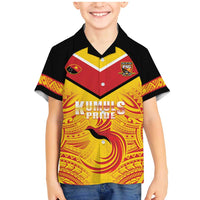 Papua New Guinea Rugby Custom Family Matching Mermaid Dress and Hawaiian Shirt Kumul Pride Go Champions LT05 Son's Shirt Yellow - Polynesian Pride