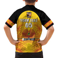 Papua New Guinea Rugby Custom Family Matching Off Shoulder Maxi Dress and Hawaiian Shirt Kumul Pride Go Champions LT05 - Polynesian Pride