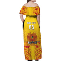 Papua New Guinea Rugby Custom Family Matching Off Shoulder Maxi Dress and Hawaiian Shirt Kumul Pride Go Champions LT05 - Polynesian Pride