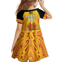 Papua New Guinea Rugby Custom Family Matching Short Sleeve Bodycon Dress and Hawaiian Shirt Kumul Pride Go Champions LT05 - Polynesian Pride