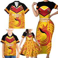 Papua New Guinea Rugby Custom Family Matching Short Sleeve Bodycon Dress and Hawaiian Shirt Kumul Pride Go Champions LT05 - Polynesian Pride