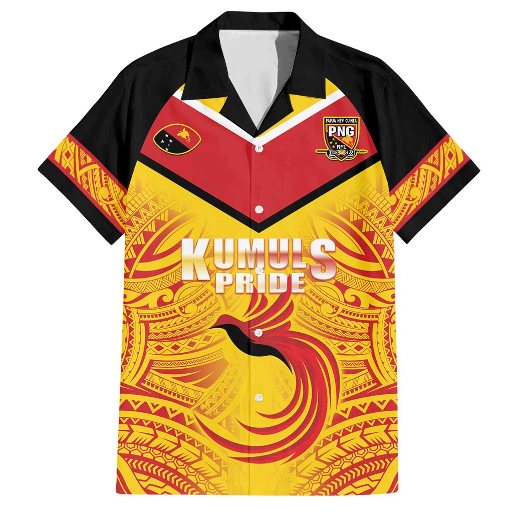 Papua New Guinea Rugby Custom Family Matching Tank Maxi Dress and Hawaiian Shirt Kumul Pride Go Champions LT05 Dad's Shirt - Short Sleeve Yellow - Polynesian Pride