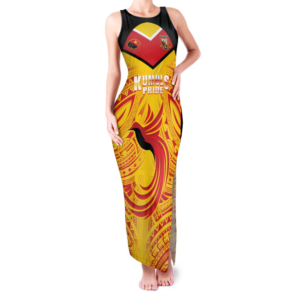 Papua New Guinea Rugby Custom Family Matching Tank Maxi Dress and Hawaiian Shirt Kumul Pride Go Champions LT05 Mom's Dress Yellow - Polynesian Pride