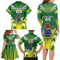 Cook Islands Rugby Custom Family Matching Long Sleeve Bodycon Dress and Hawaiian Shirt The Kukis Go Champions LT05 - Polynesian Pride
