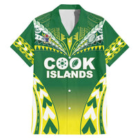 Cook Islands Rugby Custom Family Matching Mermaid Dress and Hawaiian Shirt The Kukis Go Champions LT05 Dad's Shirt - Short Sleeve Green - Polynesian Pride