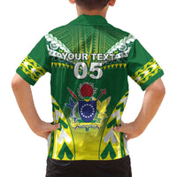 Cook Islands Rugby Custom Family Matching Off The Shoulder Long Sleeve Dress and Hawaiian Shirt The Kukis Go Champions LT05 - Polynesian Pride
