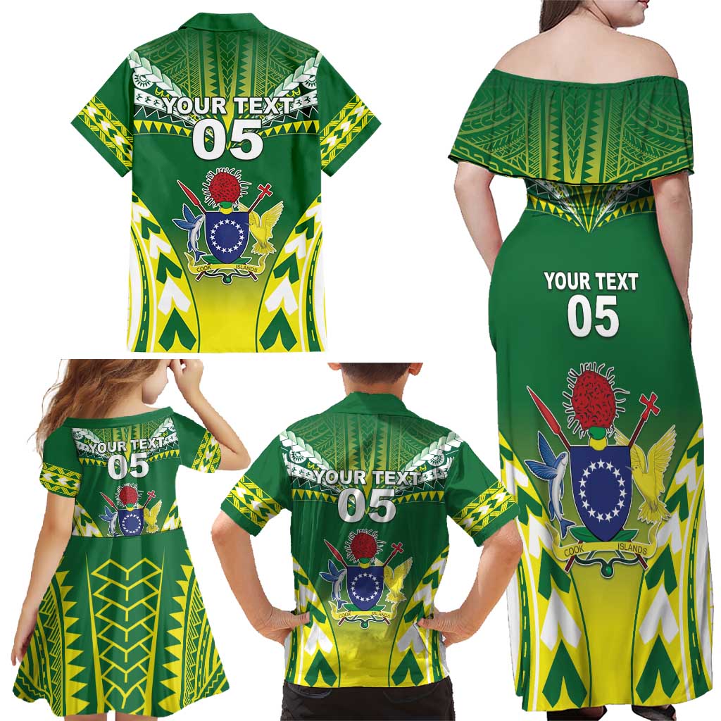 Cook Islands Rugby Custom Family Matching Off Shoulder Maxi Dress and Hawaiian Shirt The Kukis Go Champions LT05 - Polynesian Pride