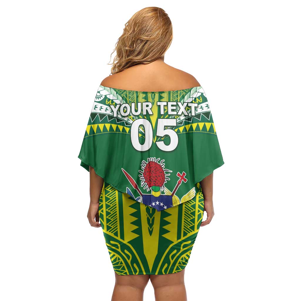 Cook Islands Rugby Custom Family Matching Off Shoulder Short Dress and Hawaiian Shirt The Kukis Go Champions LT05 - Polynesian Pride