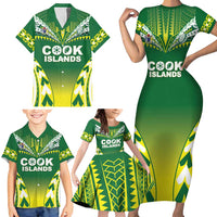 Cook Islands Rugby Custom Family Matching Short Sleeve Bodycon Dress and Hawaiian Shirt The Kukis Go Champions LT05 - Polynesian Pride