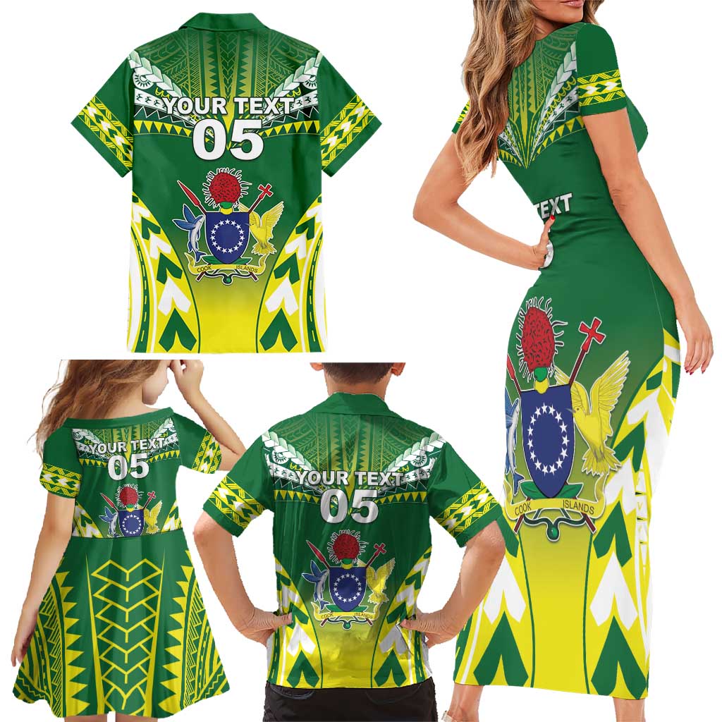 Cook Islands Rugby Custom Family Matching Short Sleeve Bodycon Dress and Hawaiian Shirt The Kukis Go Champions LT05 - Polynesian Pride