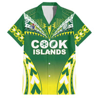 Cook Islands Rugby Custom Family Matching Short Sleeve Bodycon Dress and Hawaiian Shirt The Kukis Go Champions LT05 Dad's Shirt - Short Sleeve Green - Polynesian Pride