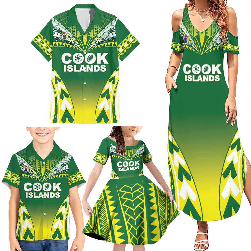 Cook Islands Rugby Custom Family Matching Summer Maxi Dress and Hawaiian Shirt The Kukis Go Champions LT05 - Polynesian Pride