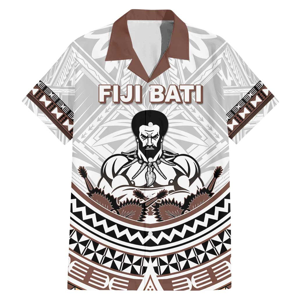 Fiji Rugby Custom Family Matching Mermaid Dress and Hawaiian Shirt Fijian Bati Go Champions LT05 Dad's Shirt - Short Sleeve White - Polynesian Pride