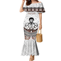 Fiji Rugby Custom Family Matching Mermaid Dress and Hawaiian Shirt Fijian Bati Go Champions LT05 Mom's Dress White - Polynesian Pride