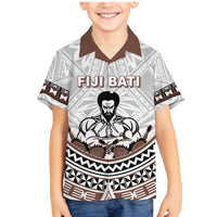 Fiji Rugby Custom Family Matching Mermaid Dress and Hawaiian Shirt Fijian Bati Go Champions LT05 Son's Shirt White - Polynesian Pride