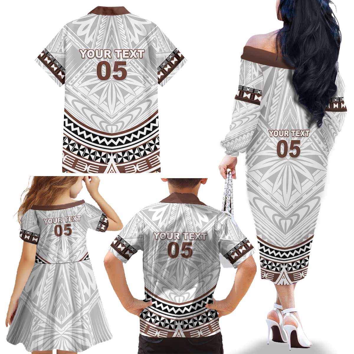 Fiji Rugby Custom Family Matching Off The Shoulder Long Sleeve Dress and Hawaiian Shirt Fijian Bati Go Champions LT05 - Polynesian Pride