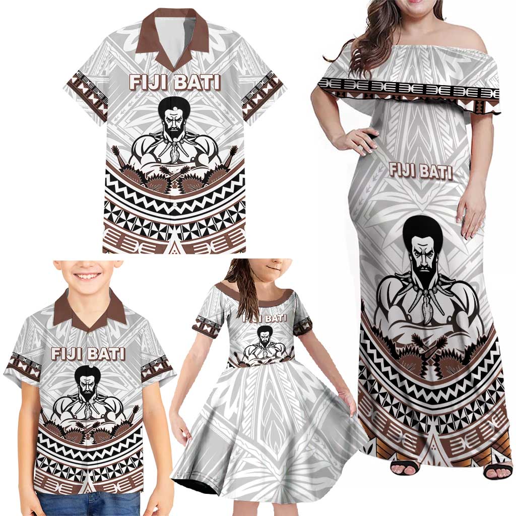 Fiji Rugby Custom Family Matching Off Shoulder Maxi Dress and Hawaiian Shirt Fijian Bati Go Champions LT05 - Polynesian Pride