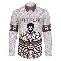 Fiji Rugby Custom Family Matching Off Shoulder Short Dress and Hawaiian Shirt Fijian Bati Go Champions LT05 Dad's Shirt - Long Sleeve White - Polynesian Pride