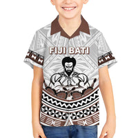 Fiji Rugby Custom Family Matching Summer Maxi Dress and Hawaiian Shirt Fijian Bati Go Champions LT05 Son's Shirt White - Polynesian Pride