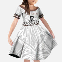 Fiji Rugby Custom Family Matching Tank Maxi Dress and Hawaiian Shirt Fijian Bati Go Champions LT05 Daughter's Dress White - Polynesian Pride