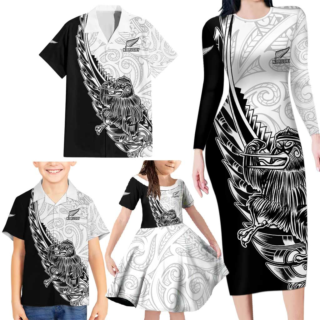 New Zealand Kiwi Rugby Custom Family Matching Long Sleeve Bodycon Dress and Hawaiian Shirt Go Champions Maori Pattern LT05 - Polynesian Pride
