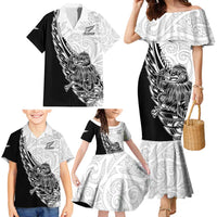 New Zealand Kiwi Rugby Custom Family Matching Mermaid Dress and Hawaiian Shirt Go Champions Maori Pattern LT05 - Polynesian Pride