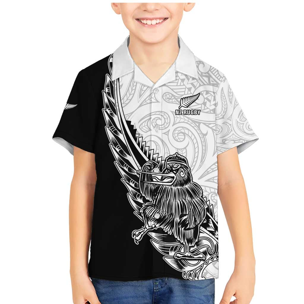 New Zealand Kiwi Rugby Custom Family Matching Mermaid Dress and Hawaiian Shirt Go Champions Maori Pattern LT05 Son's Shirt White - Polynesian Pride